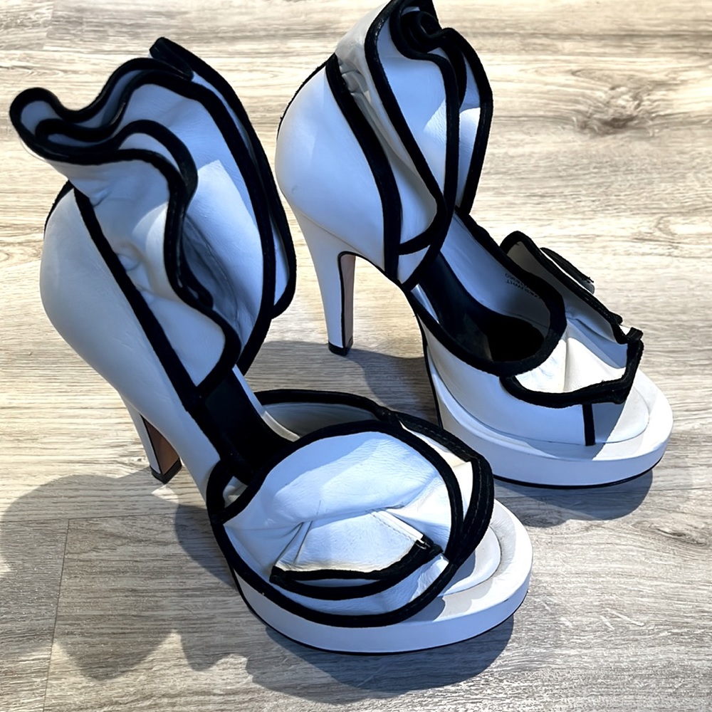 Topshop x Emma Cook, glamorous heels with petal leather detail.